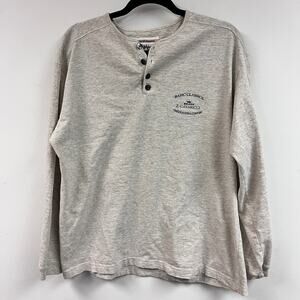 Vintage men's Z. Cavaricci Medium four button henley long sleeve tee beige gray